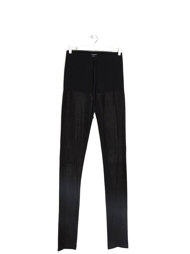 ANN DEMEULEMEESTER Pantalon taille haute en cuir et laine