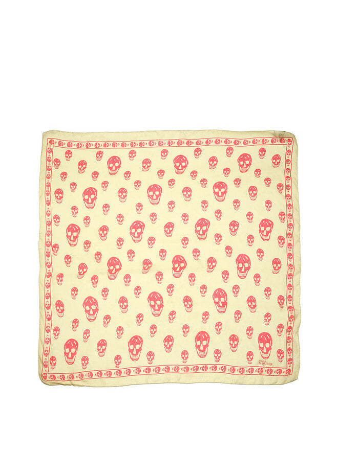 Alexander McQueen Foulard en soie à crânes rouges
