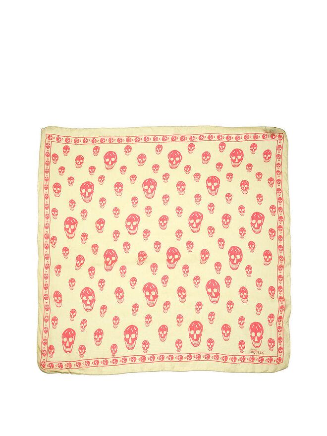 Alexander McQueen Red Skull Silk Scarf