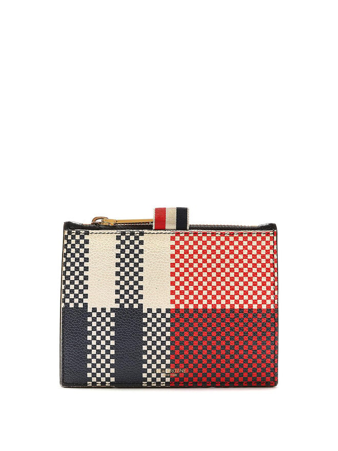 THOM BROWNE Checkered Leather Pouch