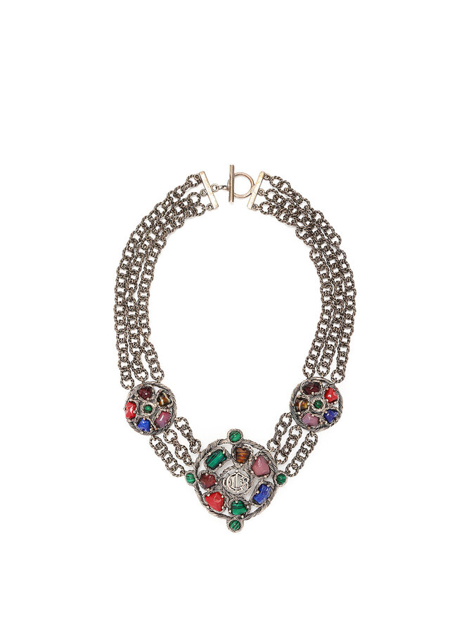 Christian Dior Multi-Strand Silver Pendant Necklace