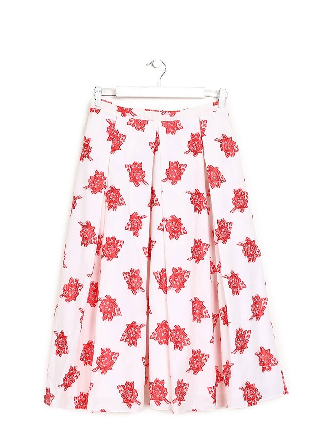 ERDEM Ina Pleated Rose Fil-Coupé Midi Skirt