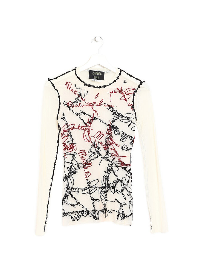 Jean Paul Gaultier MAILLE FEMME Abstract Pattern Mesh Top