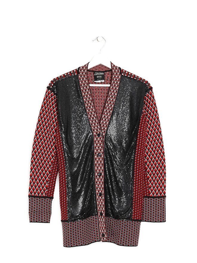 Jean Paul Gaultier Cardigan en Maille à Motif Géométrique