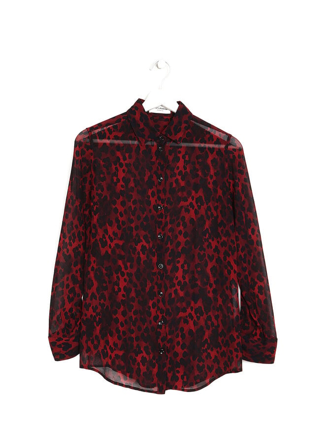 SAINT LAURENT Animal Print Silk Blouse