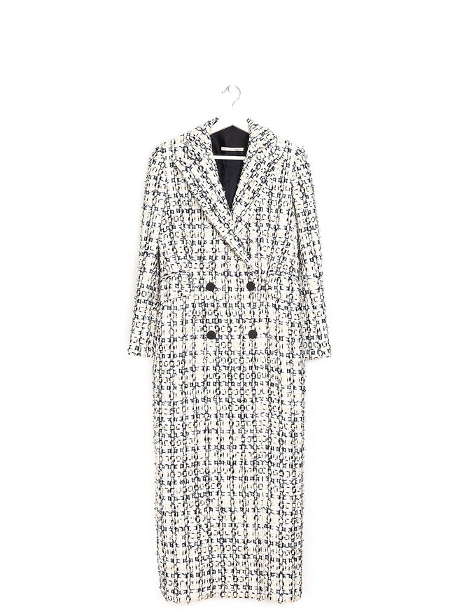 MAR by Maria Karimi Double-Breasted Plaid Coat