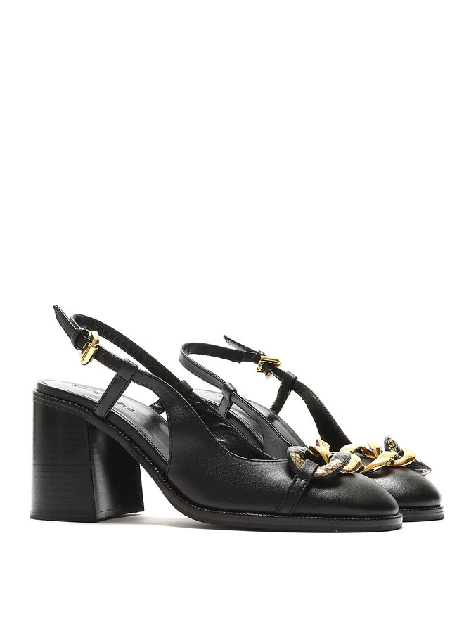 See by Chloé Chain Line Leather Slingback Pumps