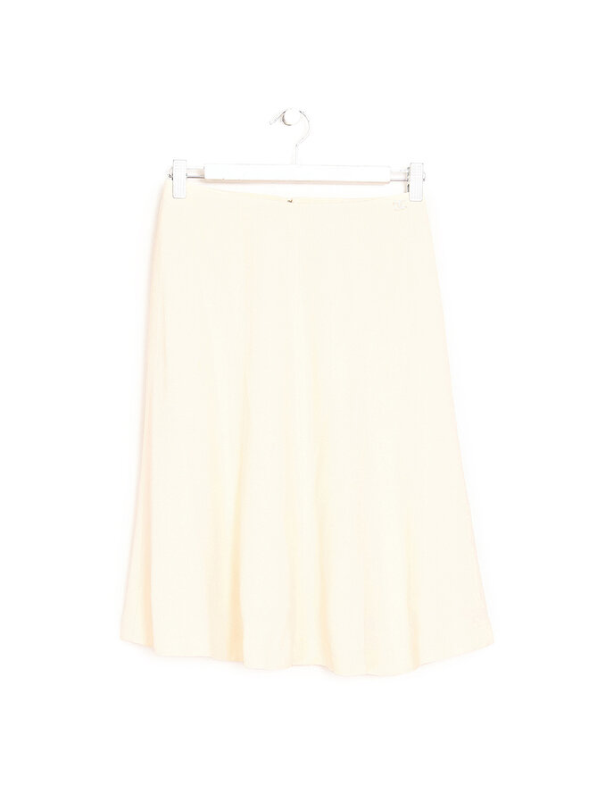 CHANEL Cream Knee-Length Skirt with Logo Detail