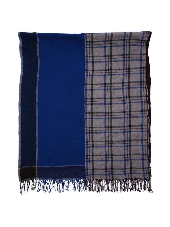 Y's Plaid Fringed Scarf