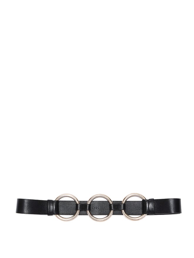 PRADA Prada Leather Belt with Silver Rings