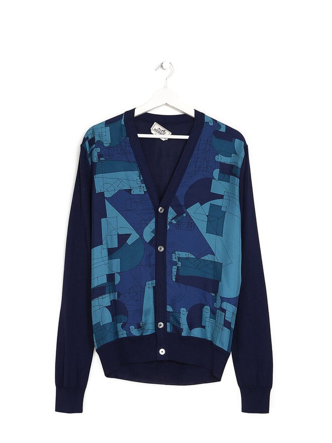 HERMÈS Abstract Silk Cardigan