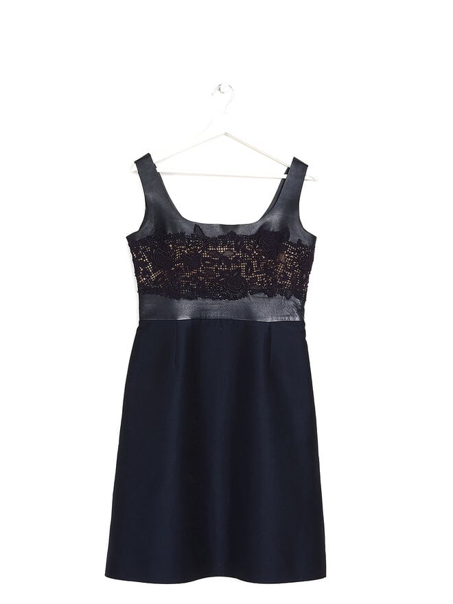 VALENTINO Robe en Soie Brodée de Dentelle