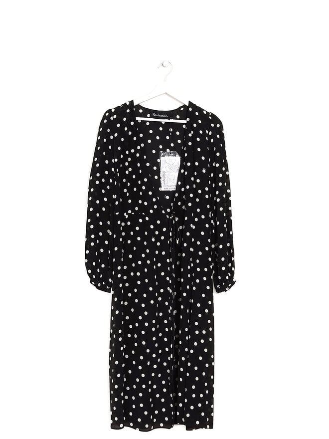 Réalisation Polka Dot Silk Midi Dress