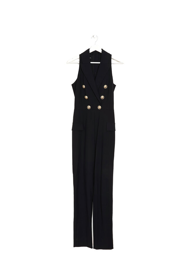BALMAIN Black Wool 6-Button Jumpsuit