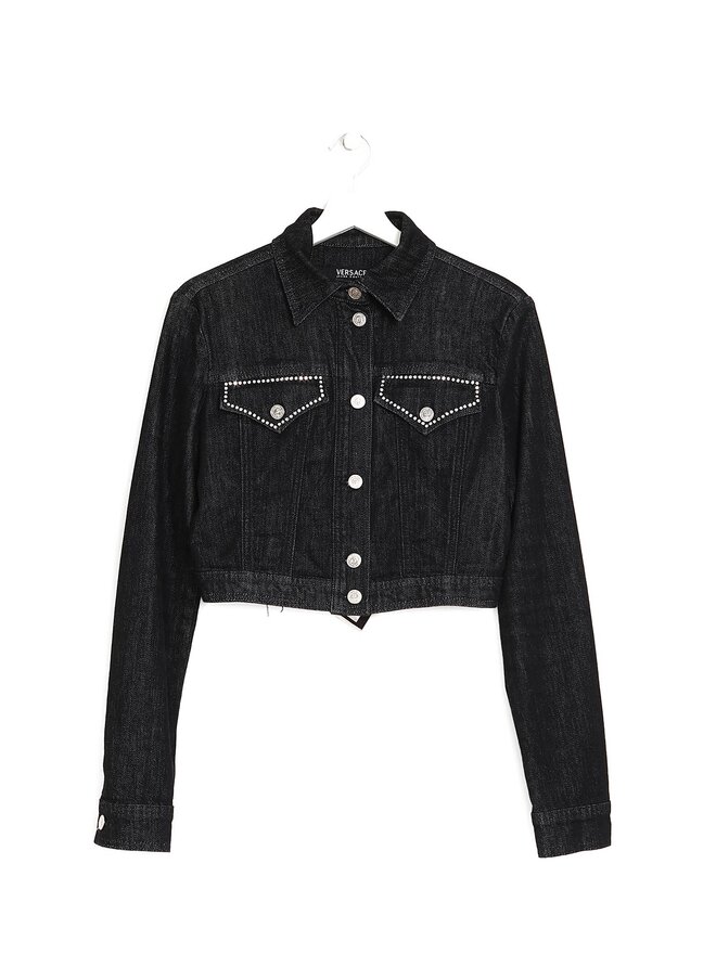 VERSACE JEANS COUTURE Cropped Black Denim Jacket