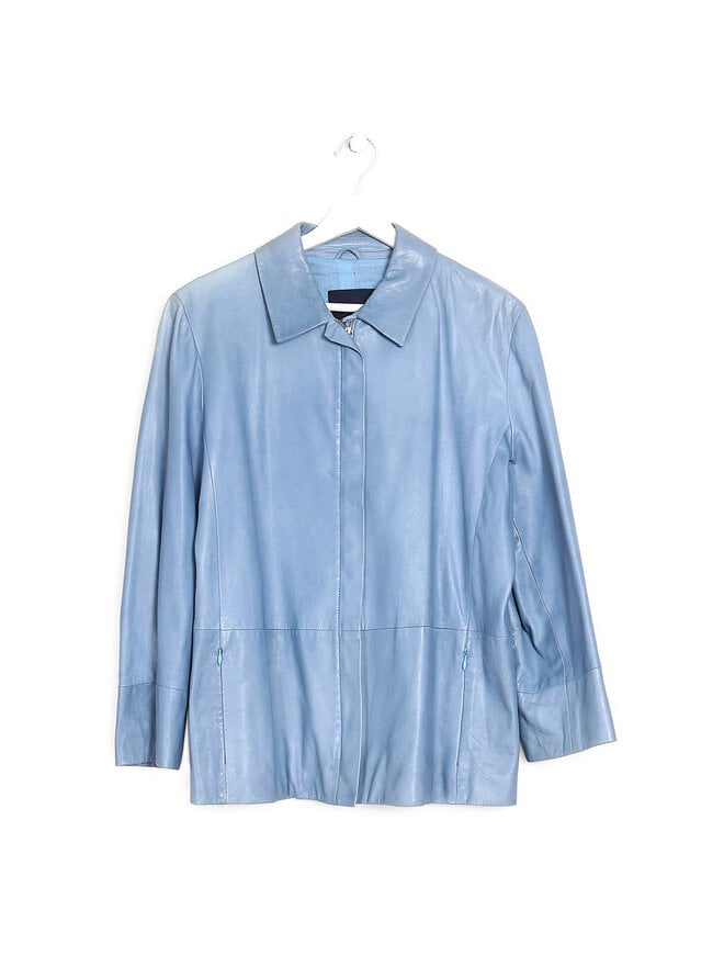 'S Max Mara Veste en cuir bleu bébé