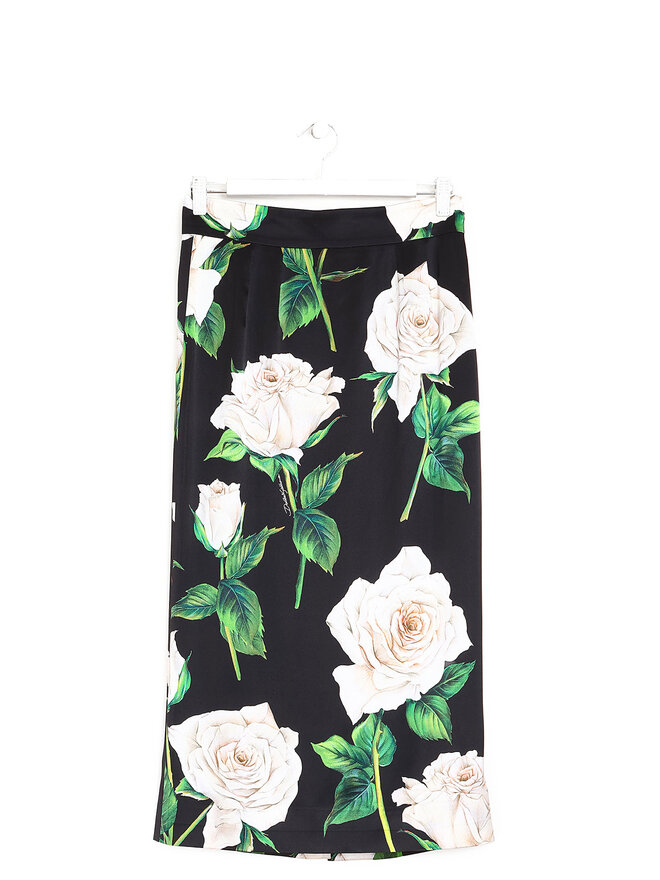 Dolce & Gabbana Jupe Midi Florale en Soie