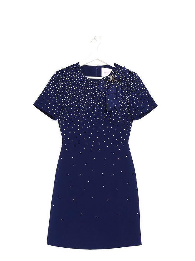 CAROLINA HERRERA Robe Bleue Marine Brodée