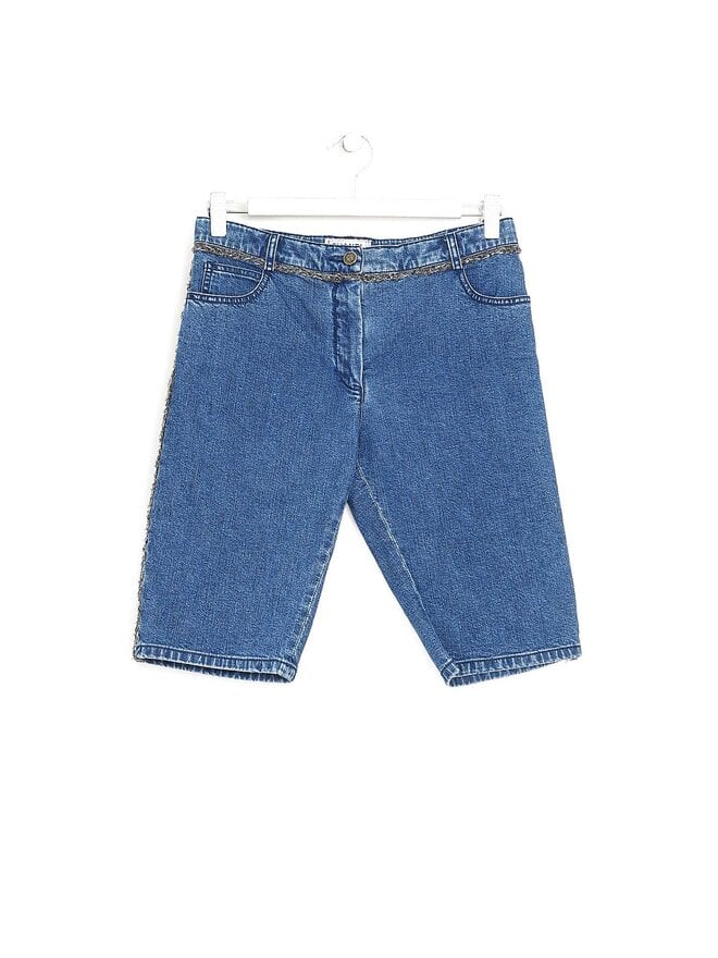 CHANEL Denim Shorts with Metallic Thread