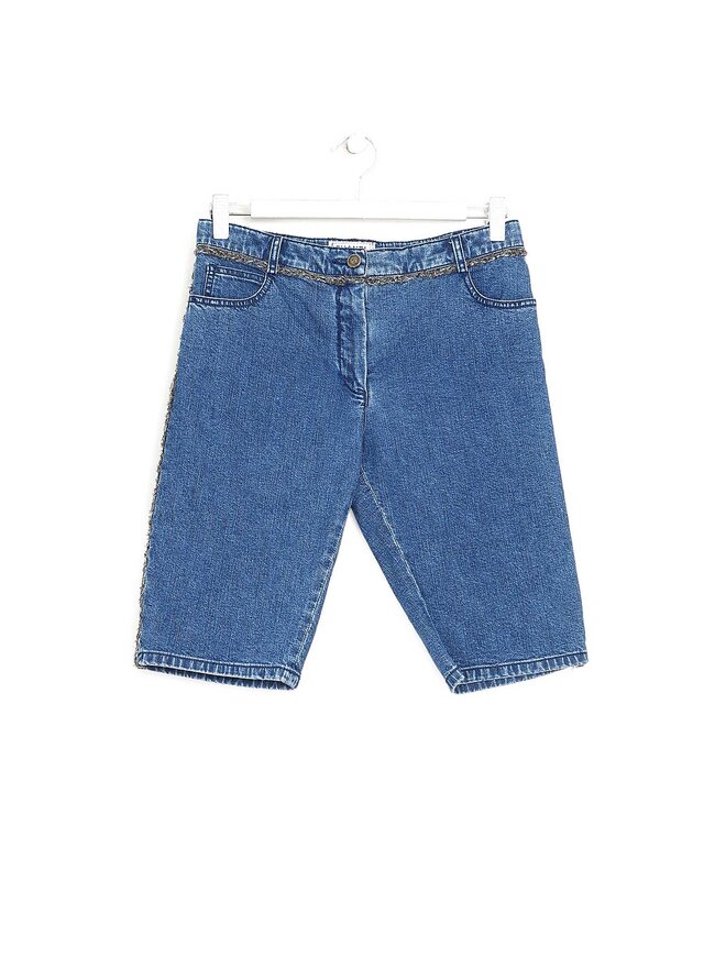 CHANEL Short en Denim avec Fil Métallique