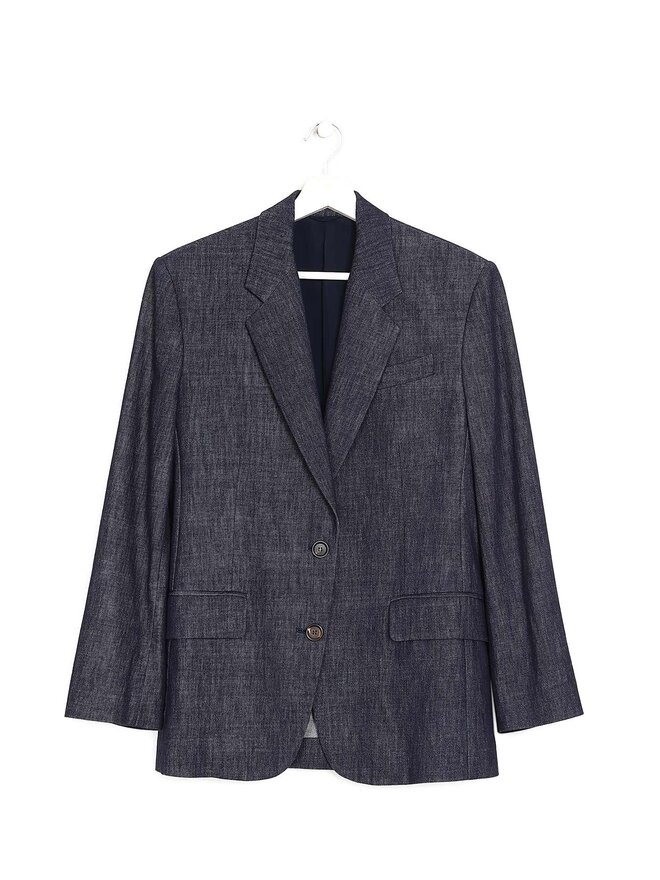 BRUNELLO CUCINELLI Veston à Revers à Encoche Bleu Marine