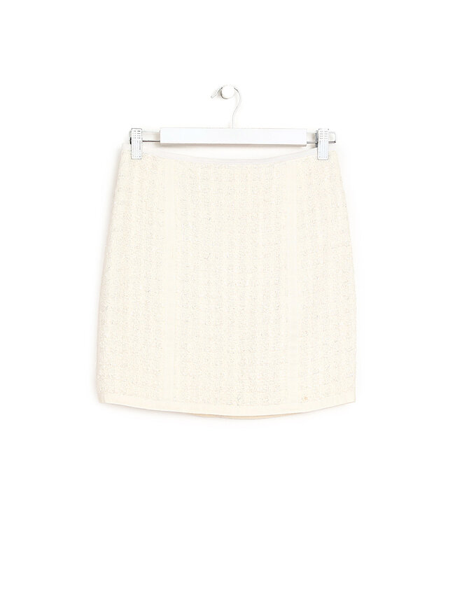 CHANEL Jupe Courte en Tweed Blanc