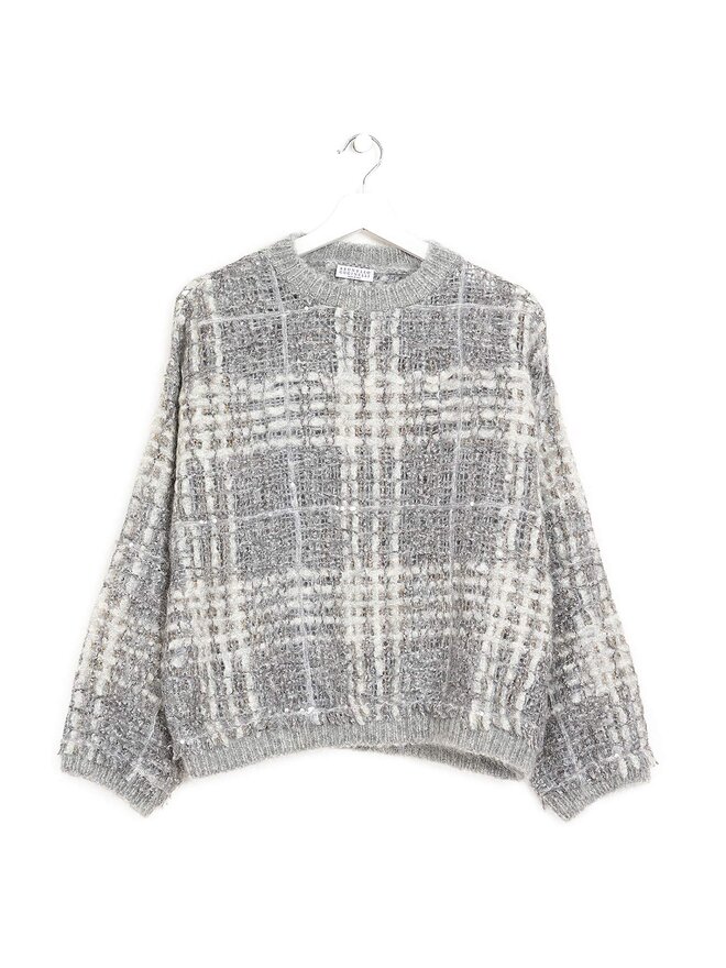BRUNELLO CUCINELLI Plaid & Checkered Mohair-Blend Sweater