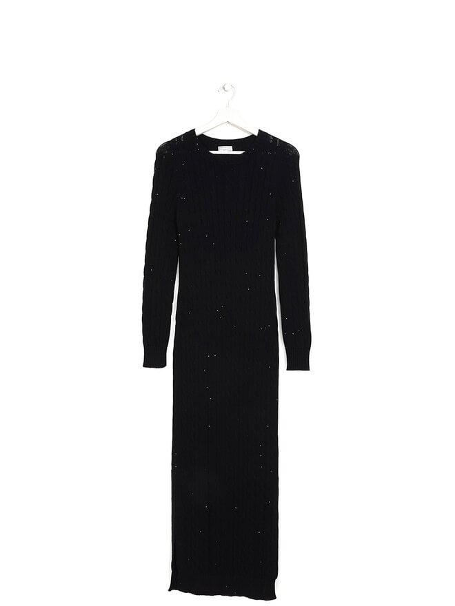 BRUNELLO CUCINELLI Robe Noire Manche Longue en Coton