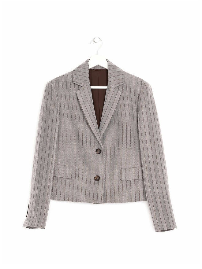 BRUNELLO CUCINELLI Striped Linen Blend Jacket