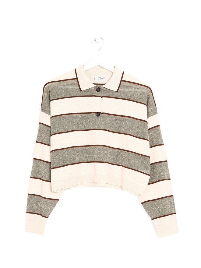 BRUNELLO CUCINELLI Chandail rayé avec col de chemise