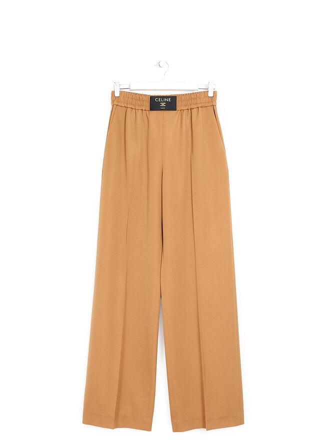 CELINE Pantalon en Laine à Taille Élastique