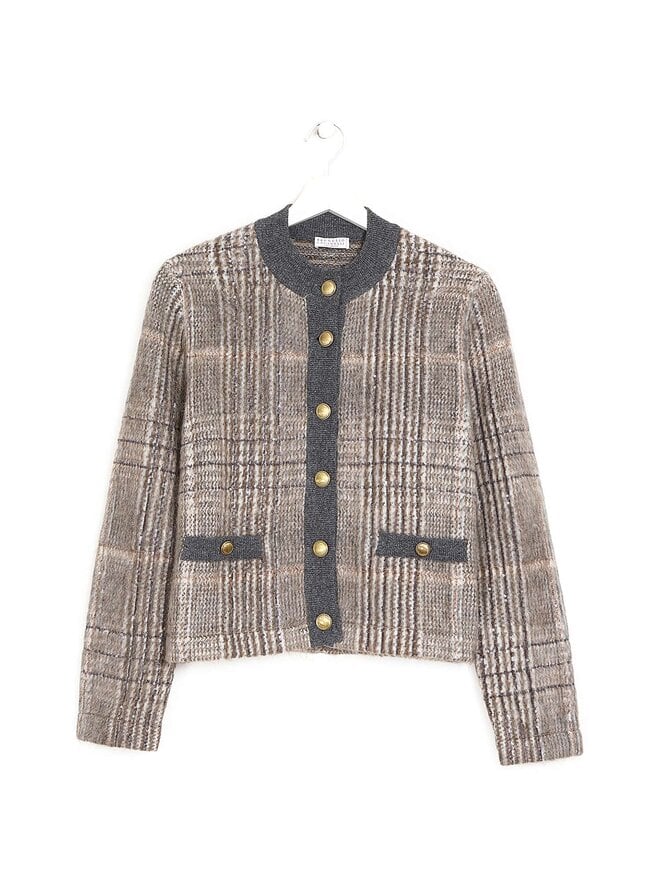 BRUNELLO CUCINELLI Cardigan en laine et cachemire à carreaux