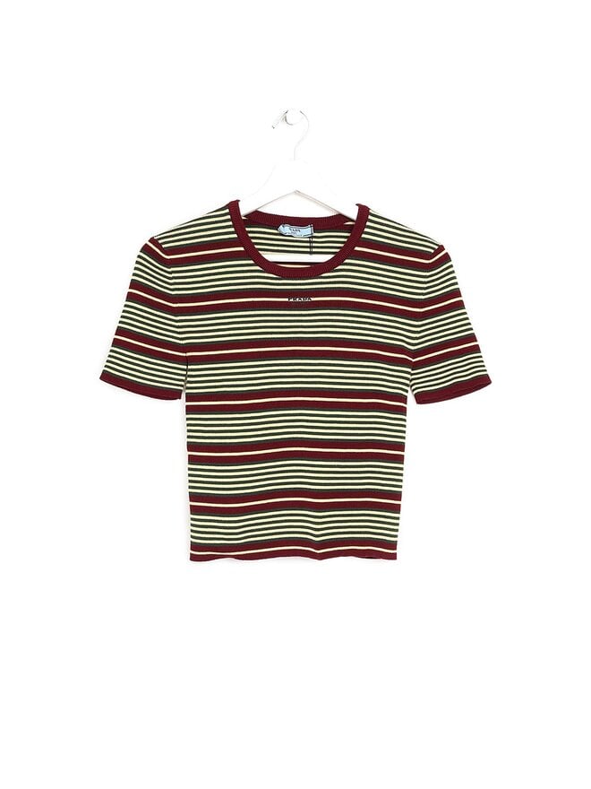 PRADA Striped Short Sleeve Top
