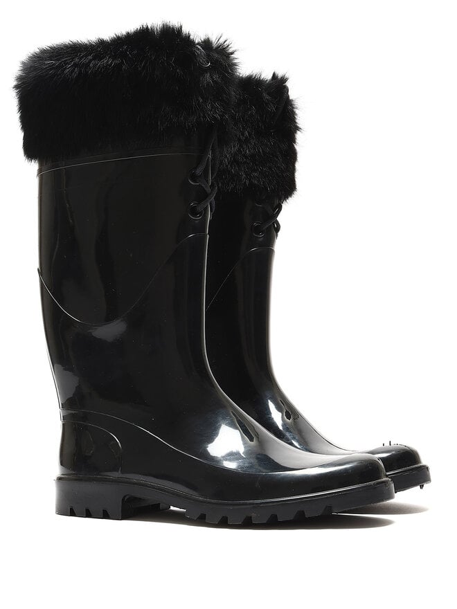 BURBERRY Bottes à Lacets avec Bordure en Fourrure