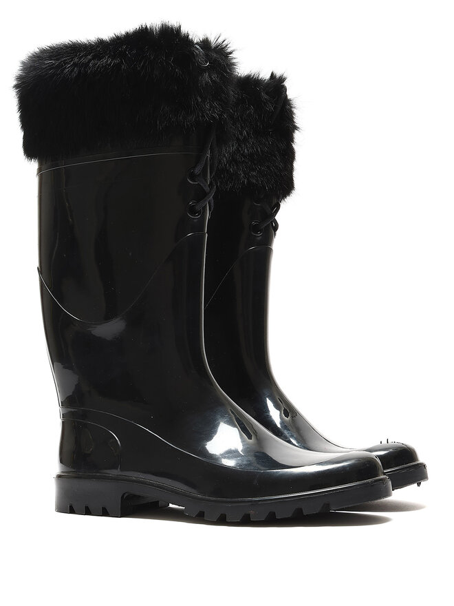 BURBERRY Fur Trim Lace-Up Boots