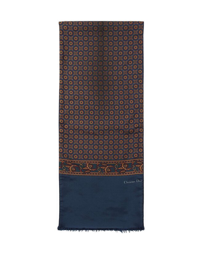 Christian Dior Foulard à Motif Géométrique en Soie et Laine