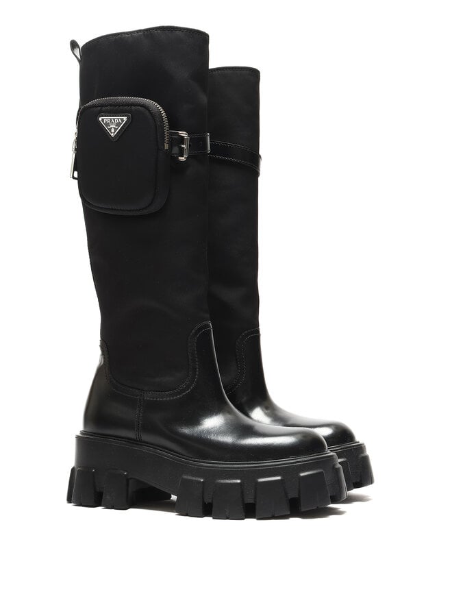 PRADA Bottes en Nylon Hauteur Genou