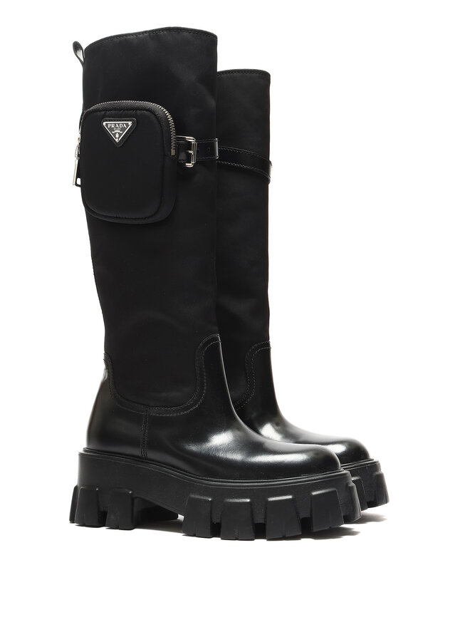 PRADA Nylon Knee-High Boots