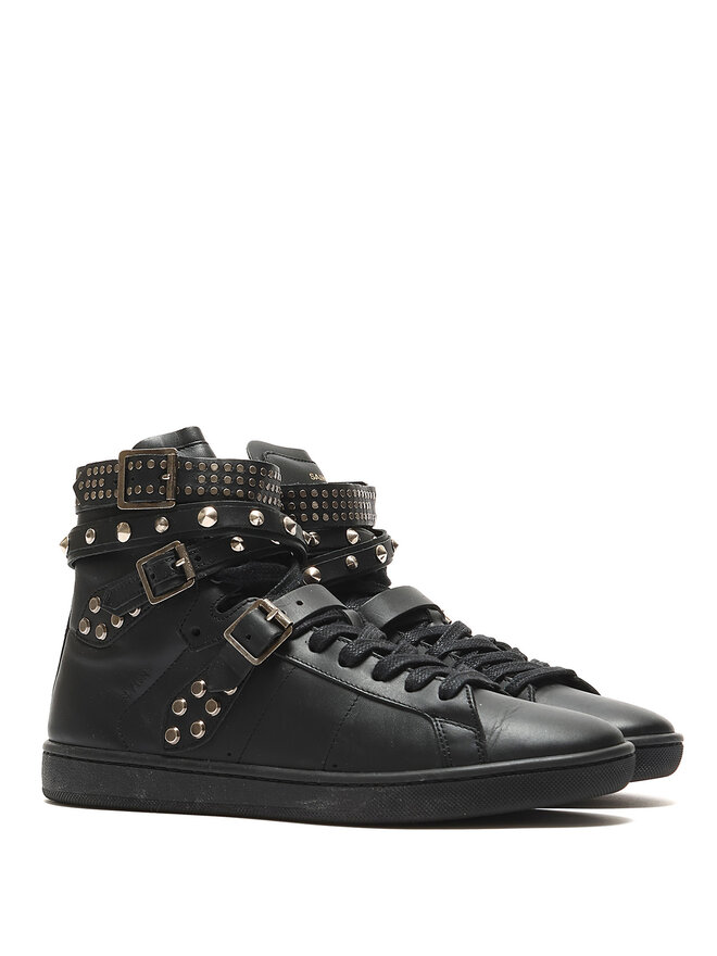 SAINT LAURENT Quilted High-Top Leather Sneakers