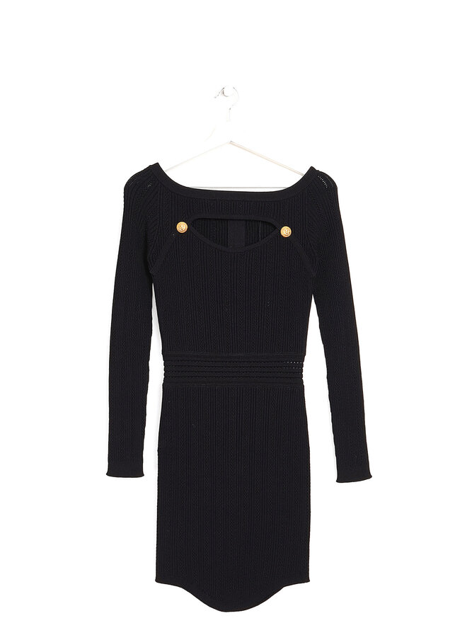 BALMAIN Robe Midi à Manches Longues