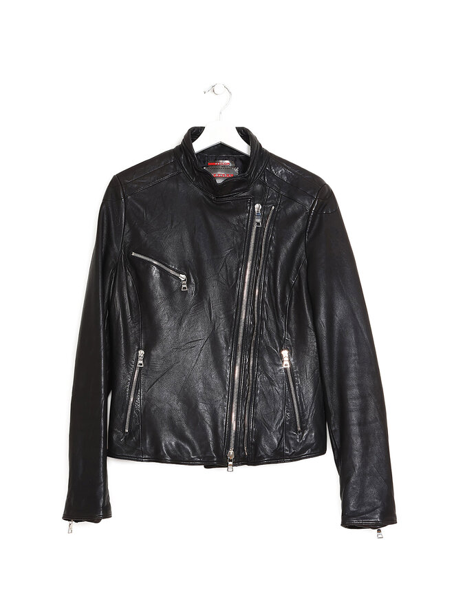 PRADA Prada High Collar Leather Jacket