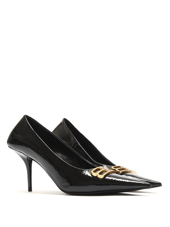 BALENCIAGA Black Leather Pointed Toe Pumps