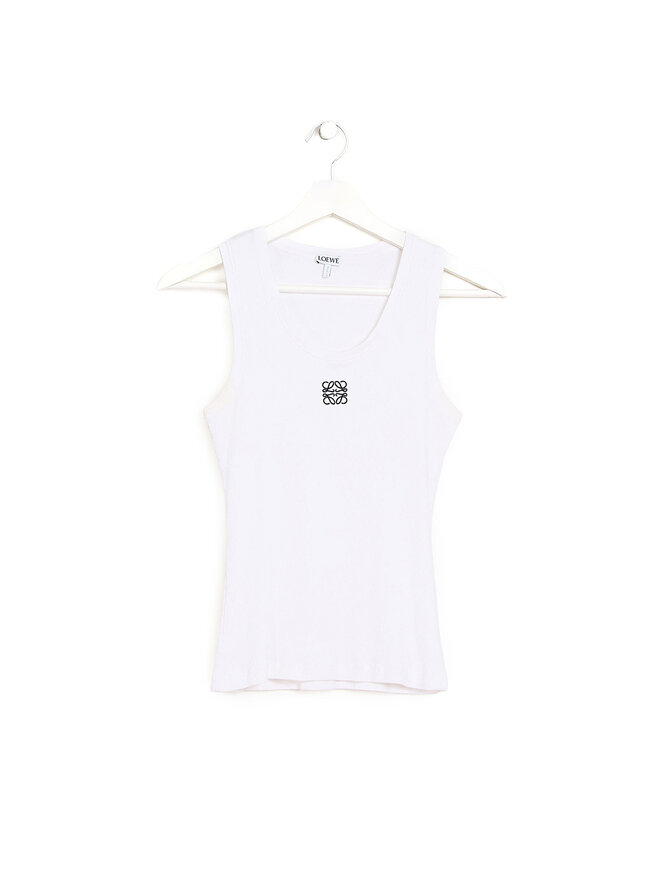 LOEWE Camisole blanche à côtes sans manches