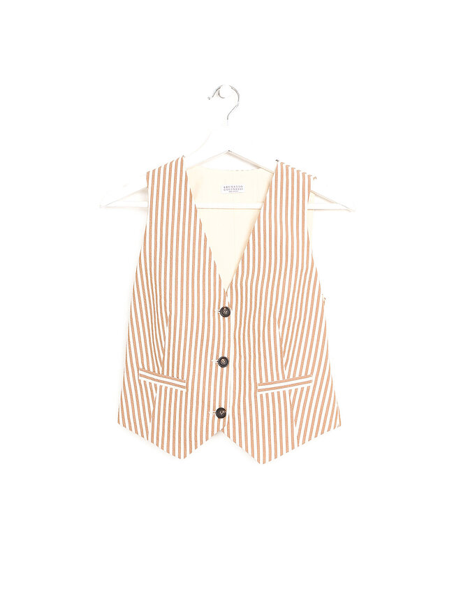 BRUNELLO CUCINELLI Gilet à Rayures Encolure en V