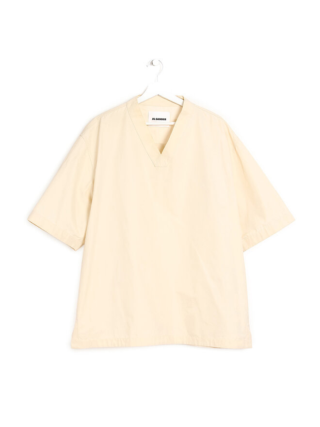 JIL SANDER Haut en coton à manches courtes et col en V