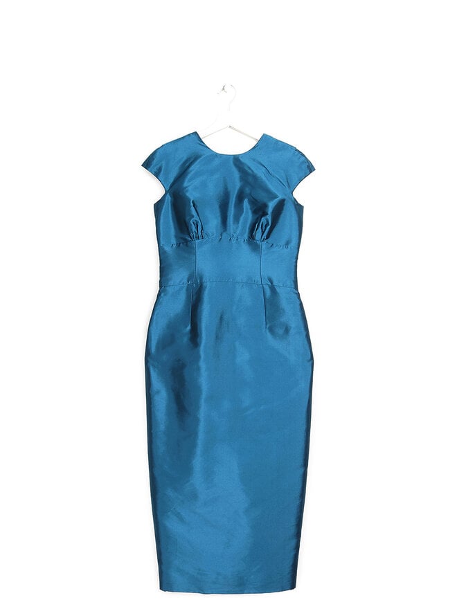 PRADA Sleeveless Midi Dress with Skirt Overlay