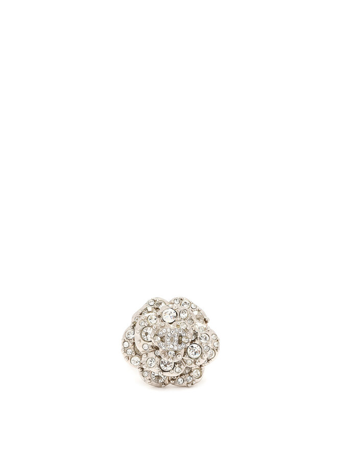 CHANEL Bague à motif floral avec strass