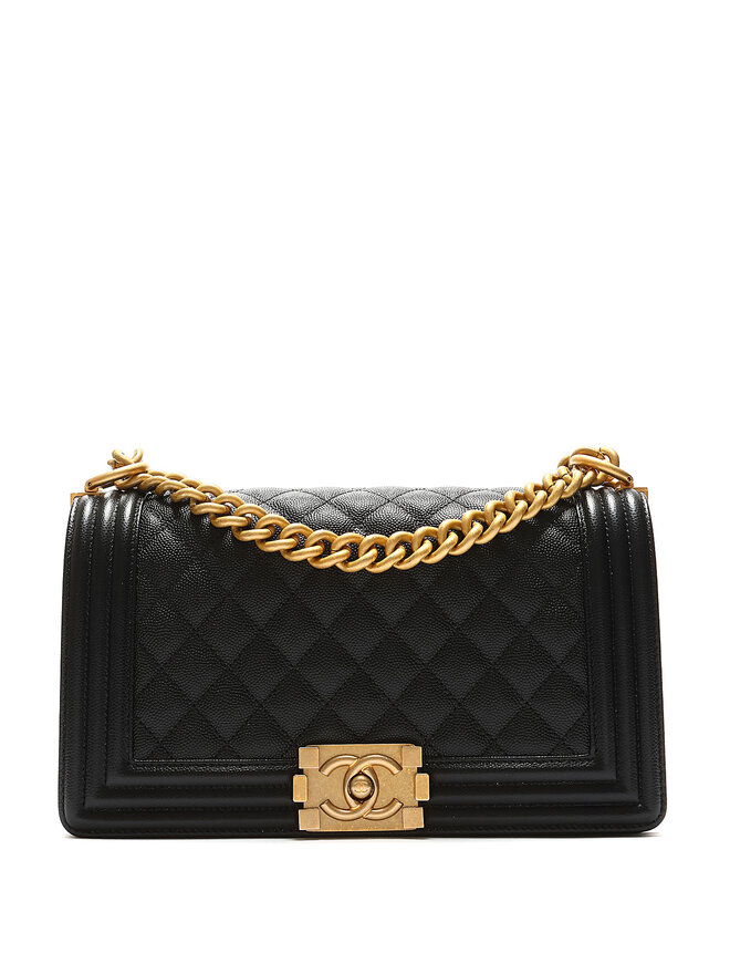 CHANEL Sac Chanel Boy Medium en cuir Caviar noir