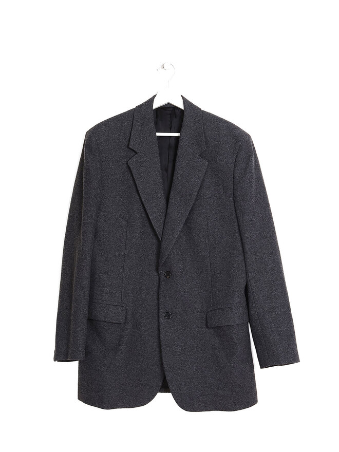 Acne Studios Veston en Laine Gris à Col à Encoche