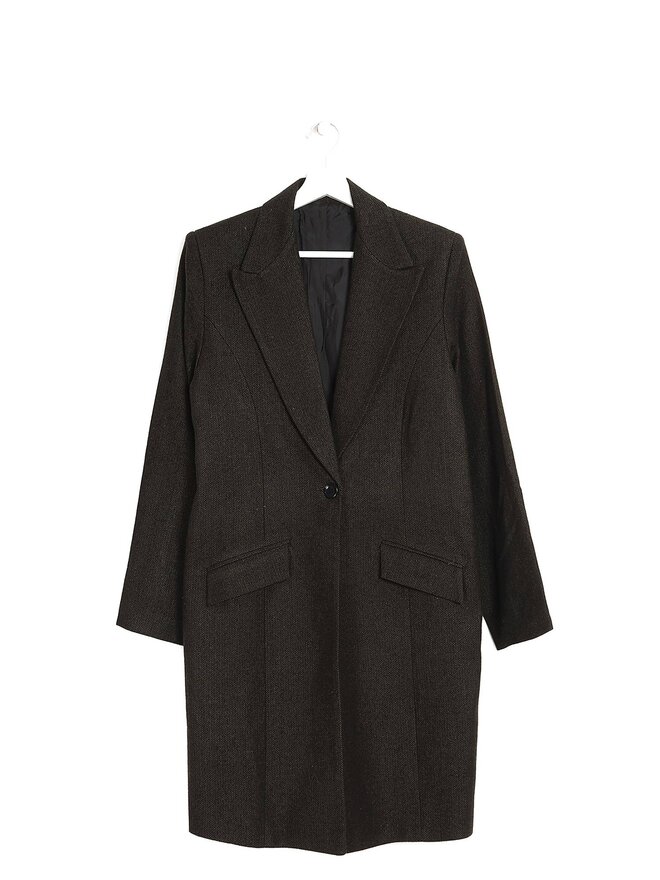 DRIES VAN NOTEN Dark Gray Wool Coat